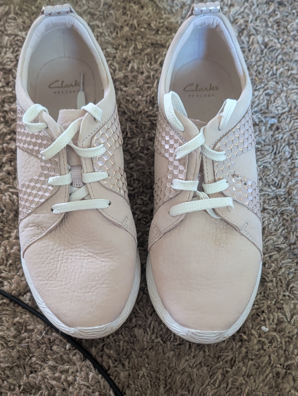 Clarks Artisan Blush Pink Leather Lace-Up Sneakers Cowley Faye